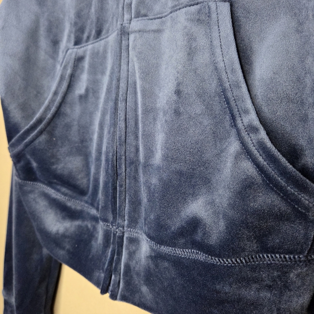 Juicy Couture Velour Regal Blue Hoodie With Bling Crown Logo - Picture 6 of 12